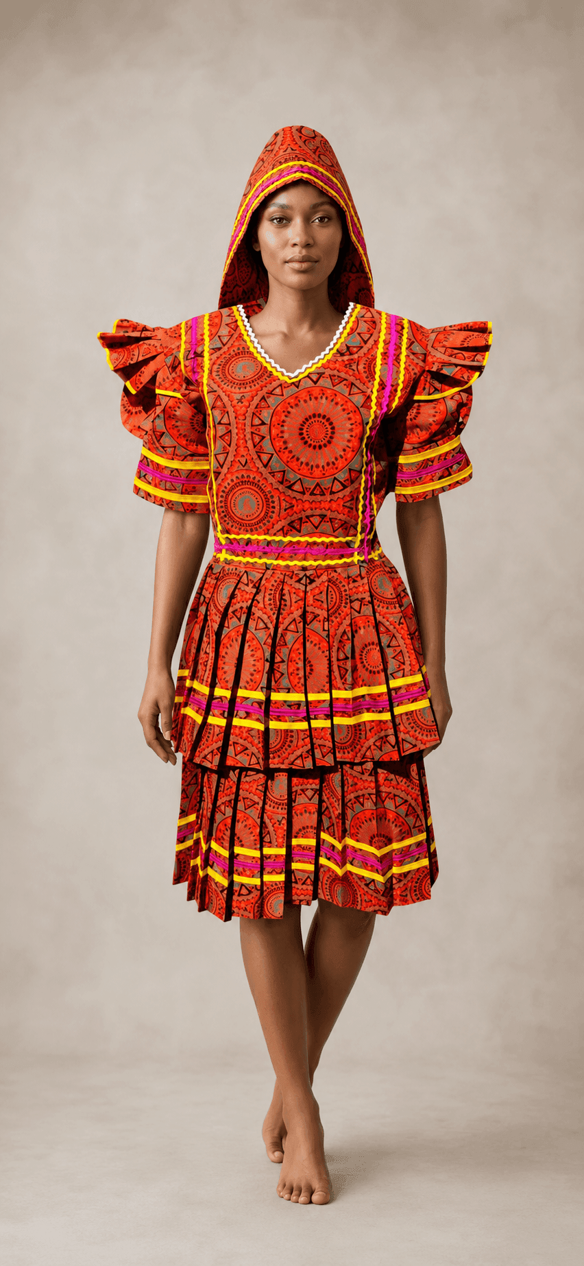 Traditional African Pleated Dress for Women