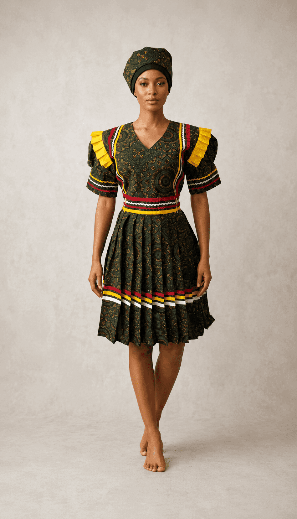 Vibrant Traditional African Dress with Intricate Patterns