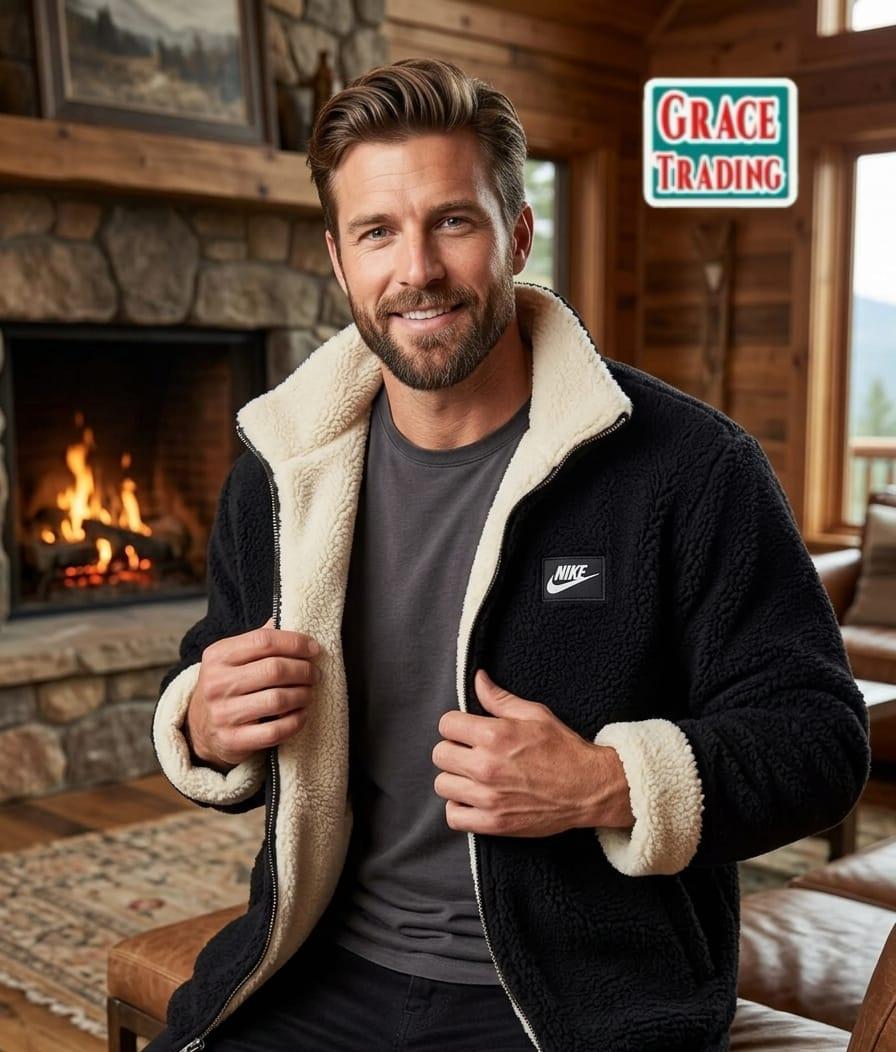 Men’s Black Sherpa Fleece Jacket