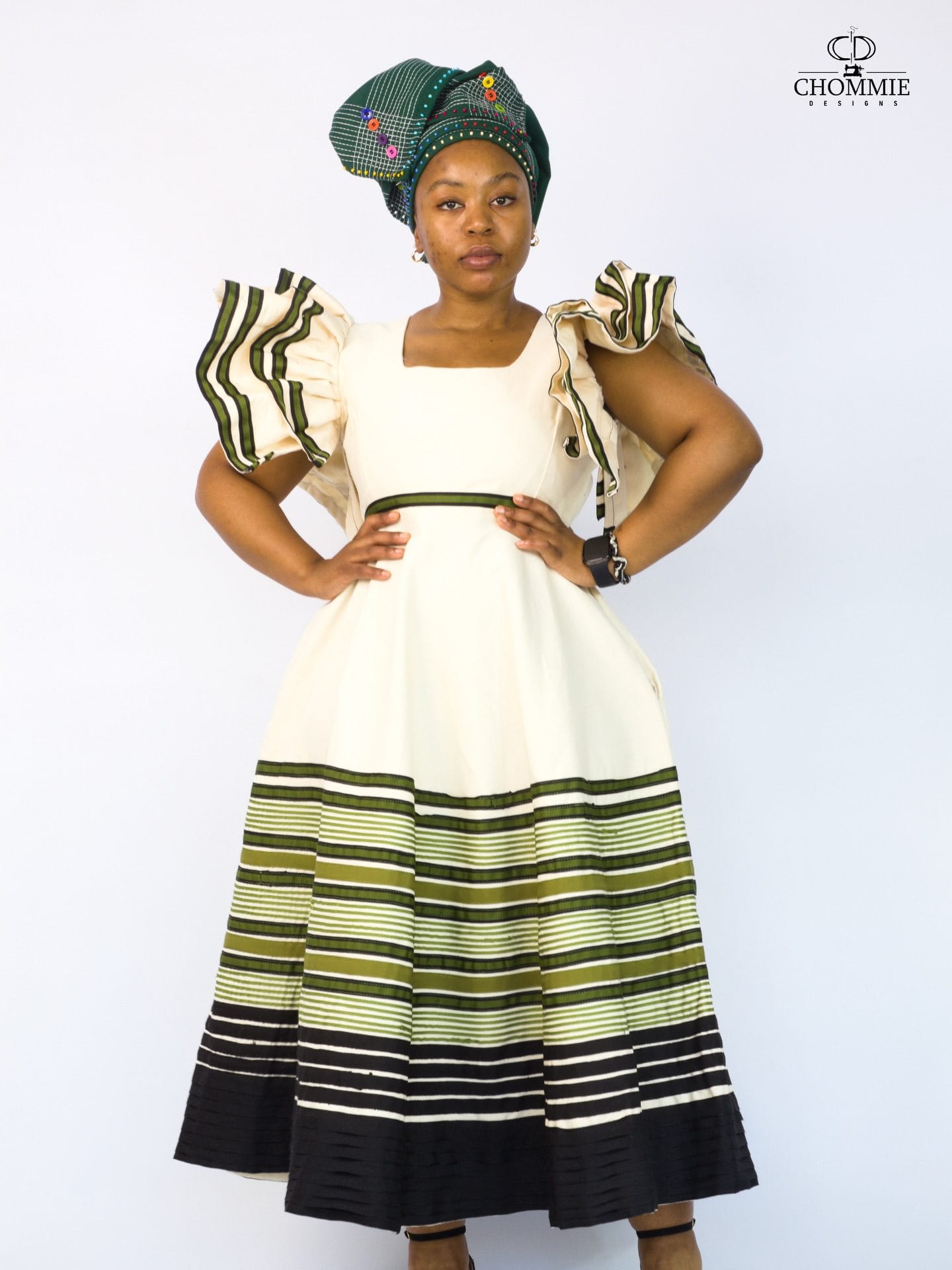 Milan Dress  Elegant African Print Dress with Statement Sleeves