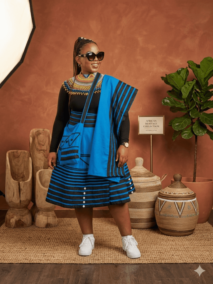 Xhosa Traditional Attire Orange Black Set for Sale South Africa