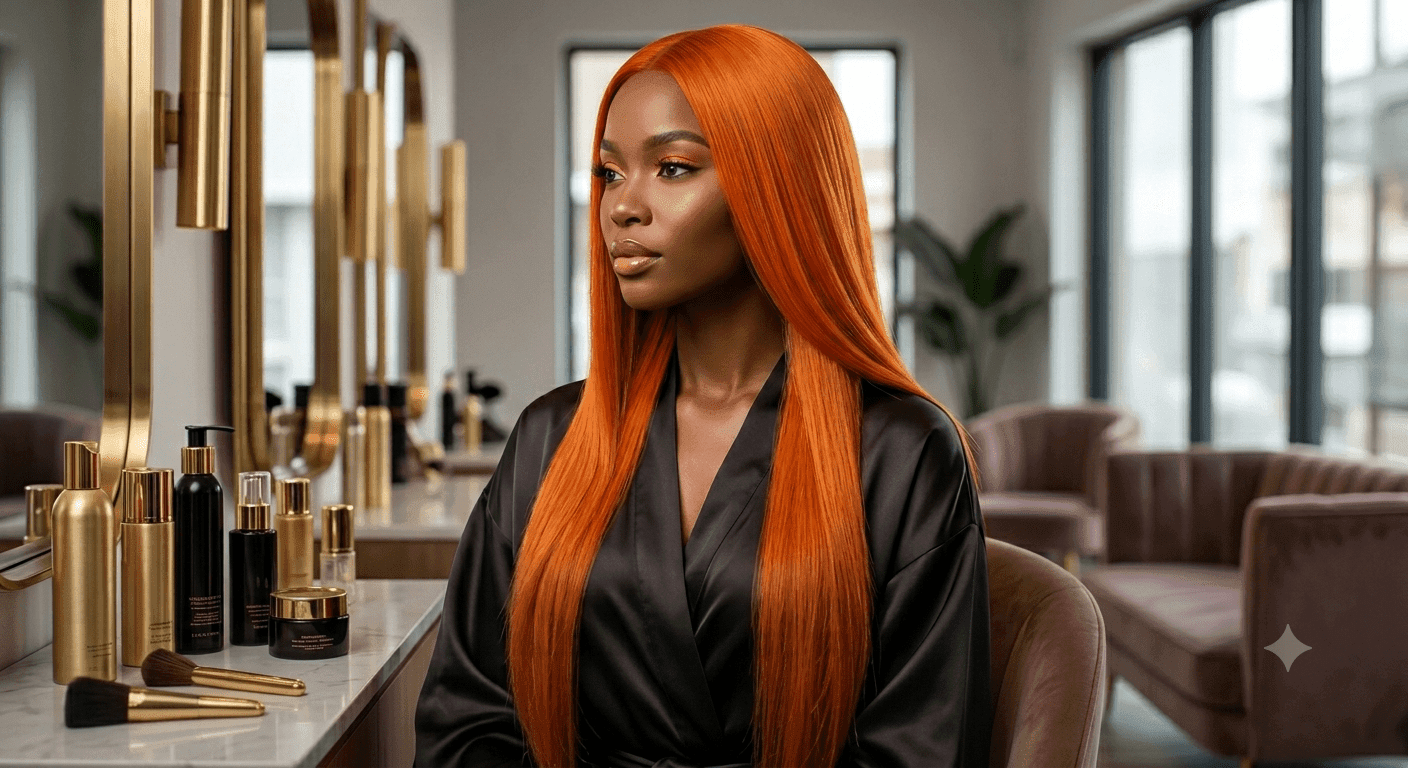 Orange Straight Wig Long Silky for Sale South Africa