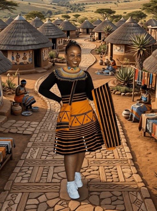 Xhosa Traditional Attire Orange Black Set for Sale South Africa