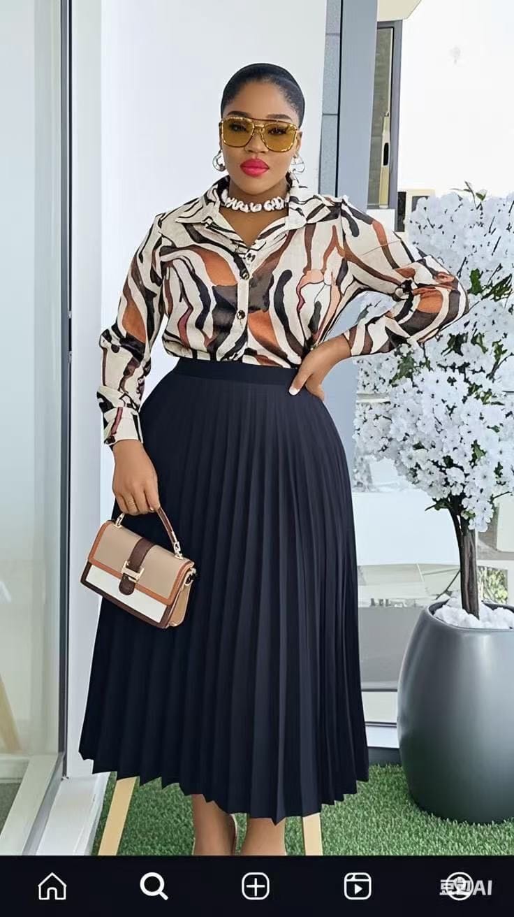 Black Floral Pleated 2-Piece Midi Set | Sizes S–3XL | Women’s Fashion South Africa
