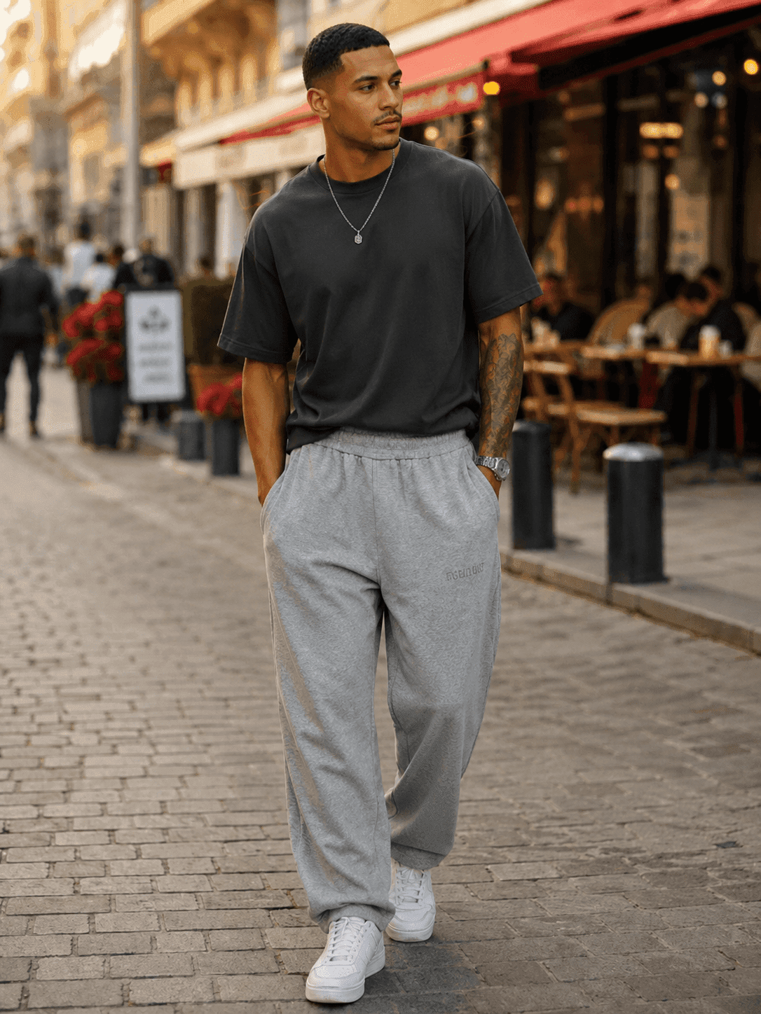 Men’s Grey Oversized Track Pants – Casual Streetwear Comfort