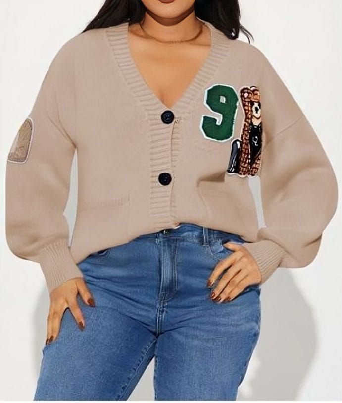 Ladies Cardigan Varsity Patch Beige for Sale South Africa