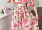 🌸 Brand New DAZY Coral Pink Floral Midi Dress | Fits SA 36 | Elegant Boho Style