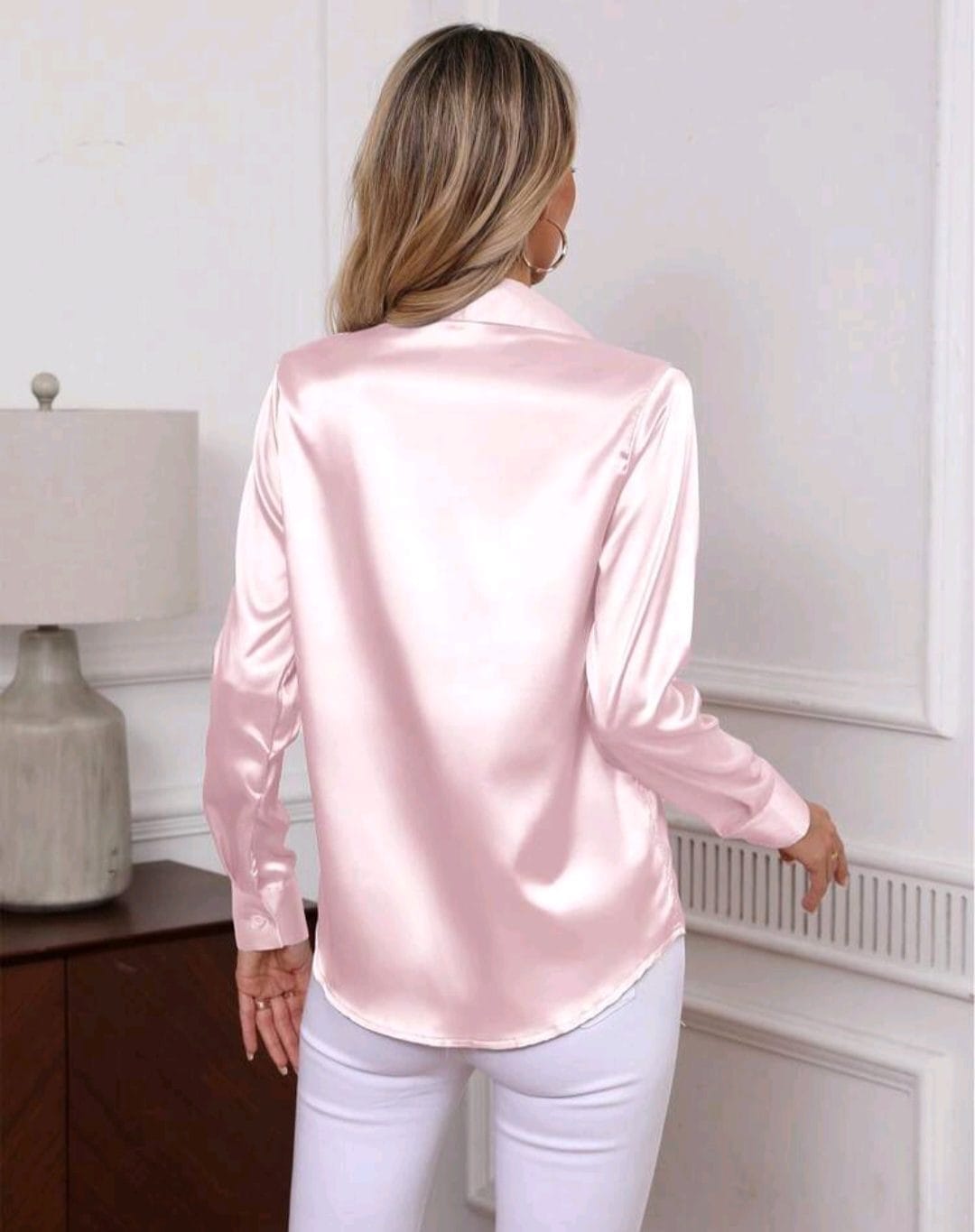 💕 Brand New Pink Satin Elegant Button Shirt | Size XL (SA 38) | Chic & Stylish