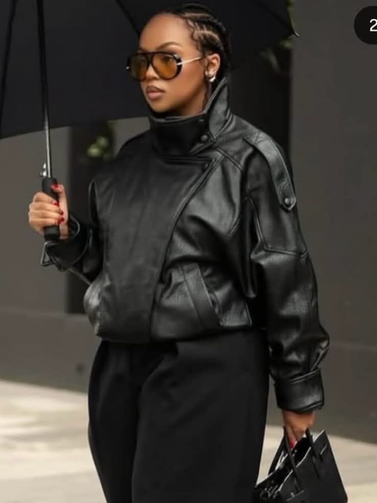Black Leather Moto Jacket for Women