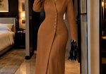 Ladies elegant long warm dress coats