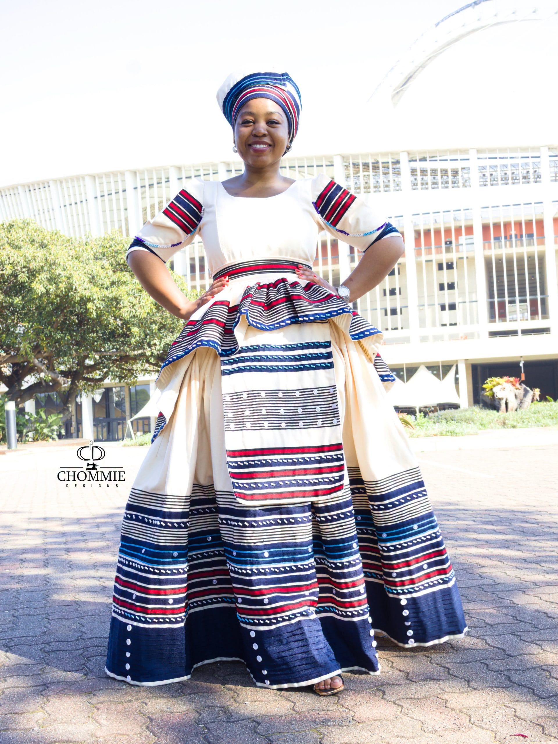 Striped Traditional Xhosa Dress for Women