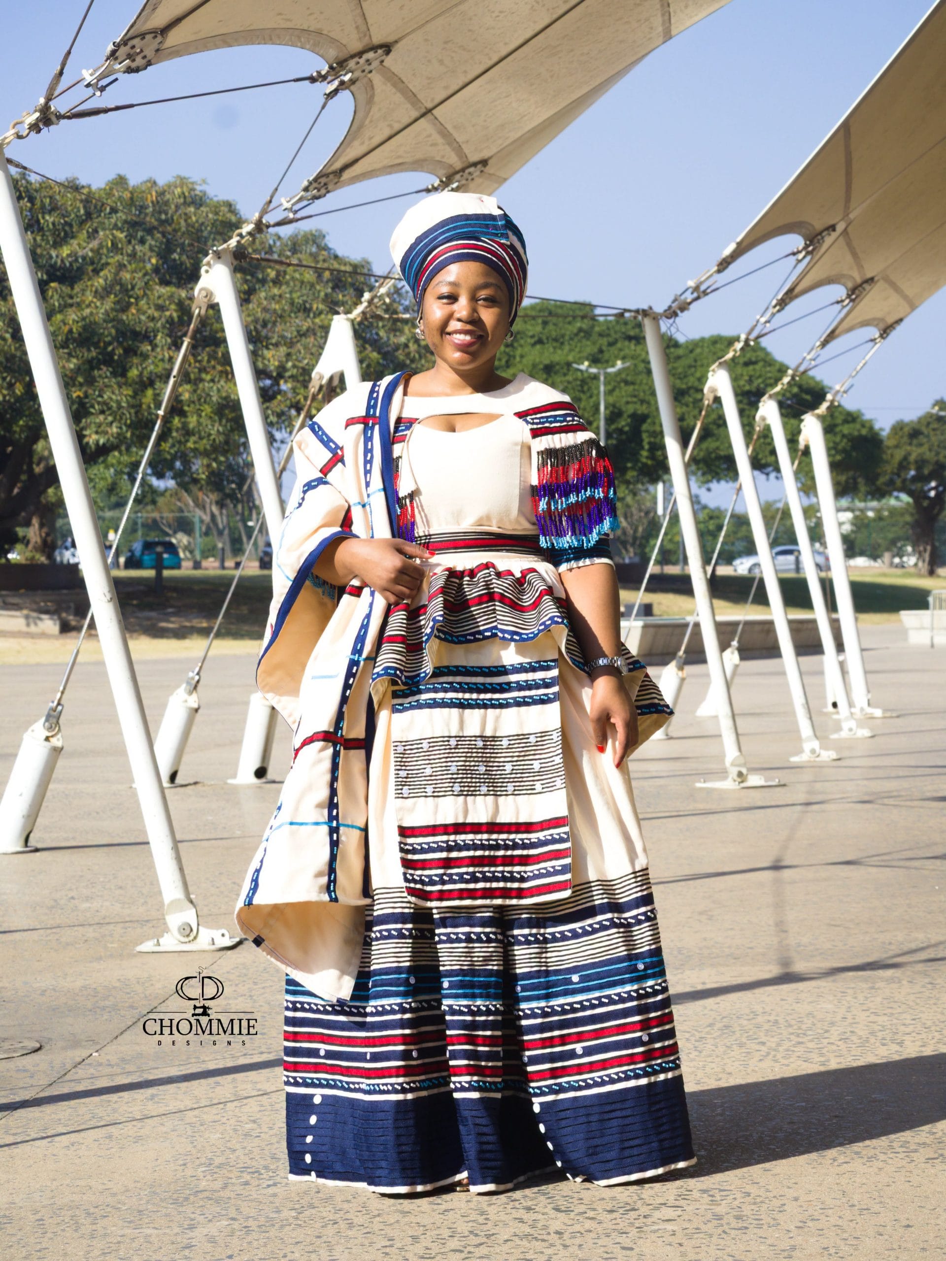 Striped Traditional Xhosa Dress for Women