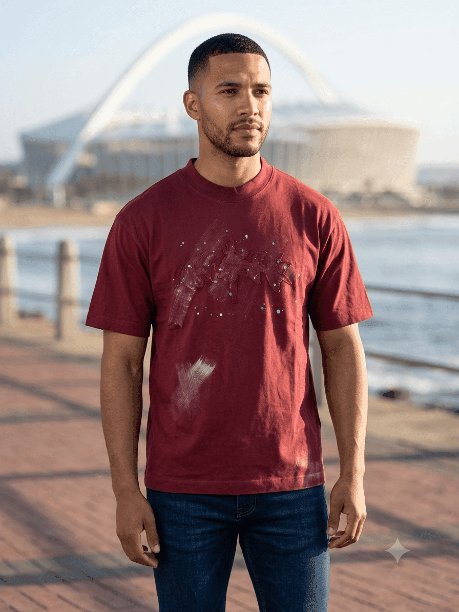 Burgundy Graphic Print T-Shirt for Men