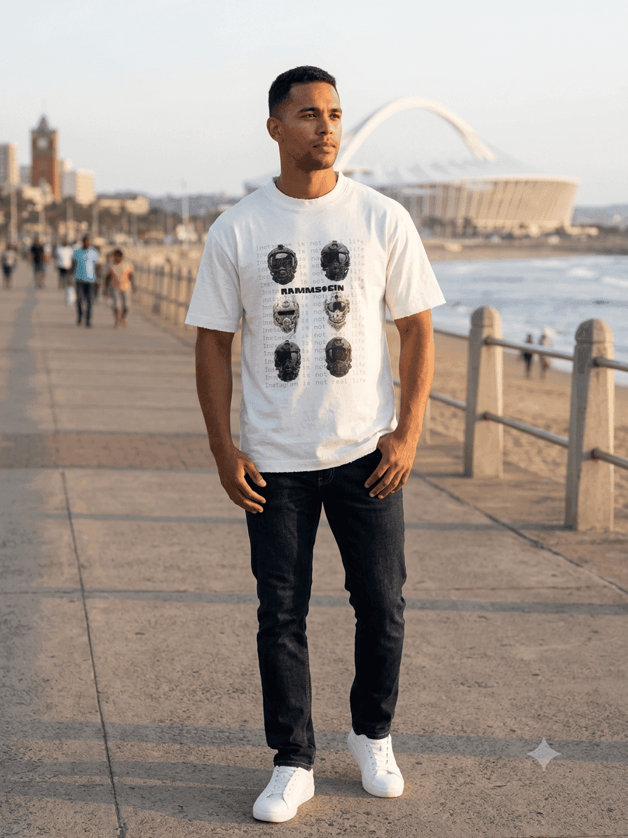 White Rammstein Graphic T-Shirt for Men