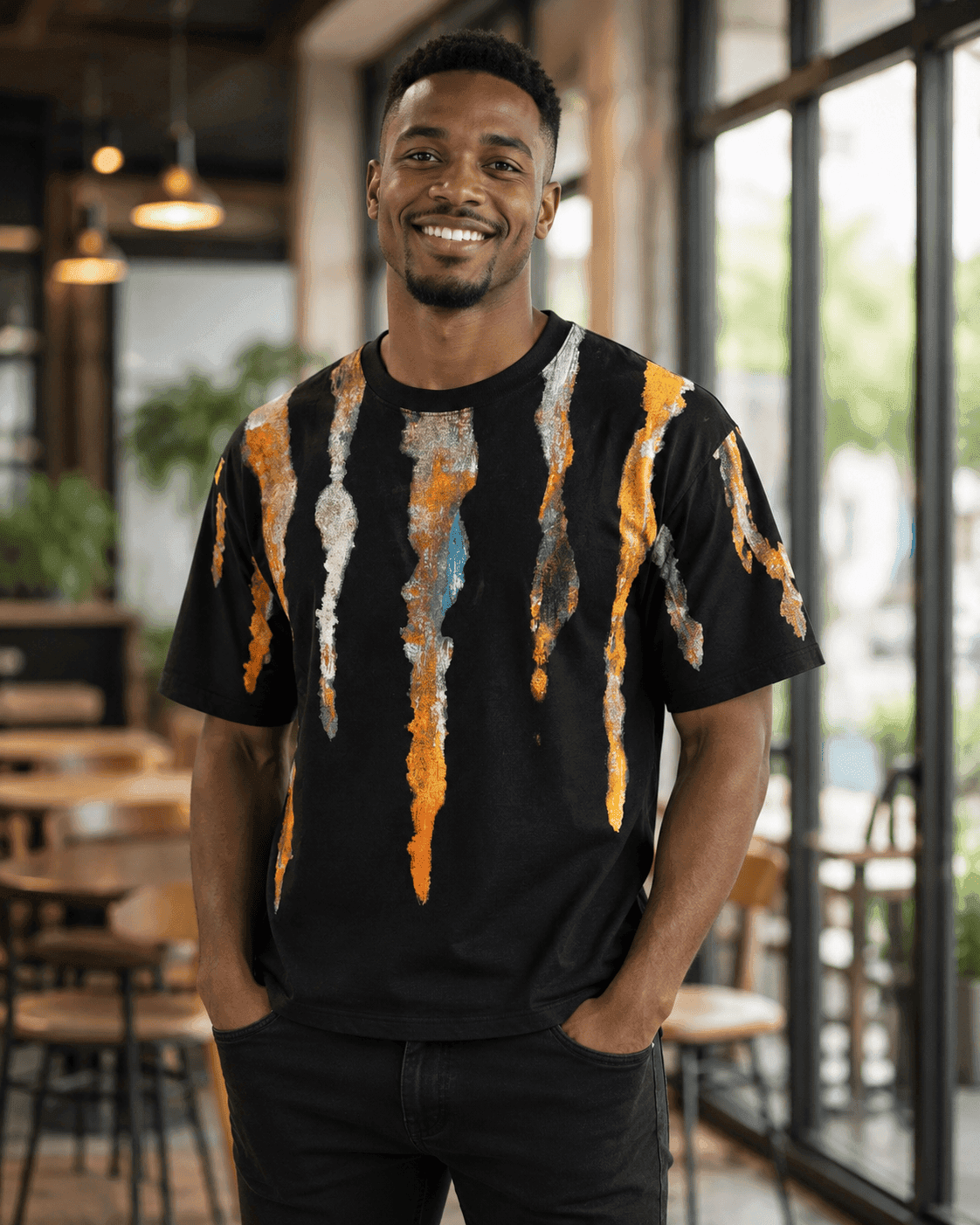 Abstract Print T-Shirt for Men
