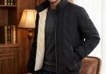 Black Sherpa Lined Puffer Jacket for Men