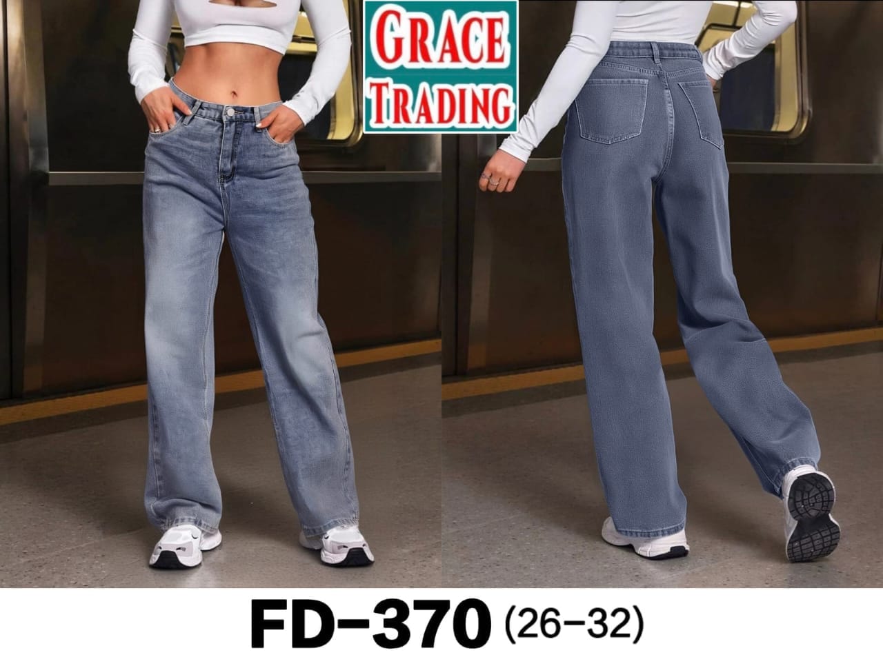 Steel Blue Wide Leg Jeans for Women