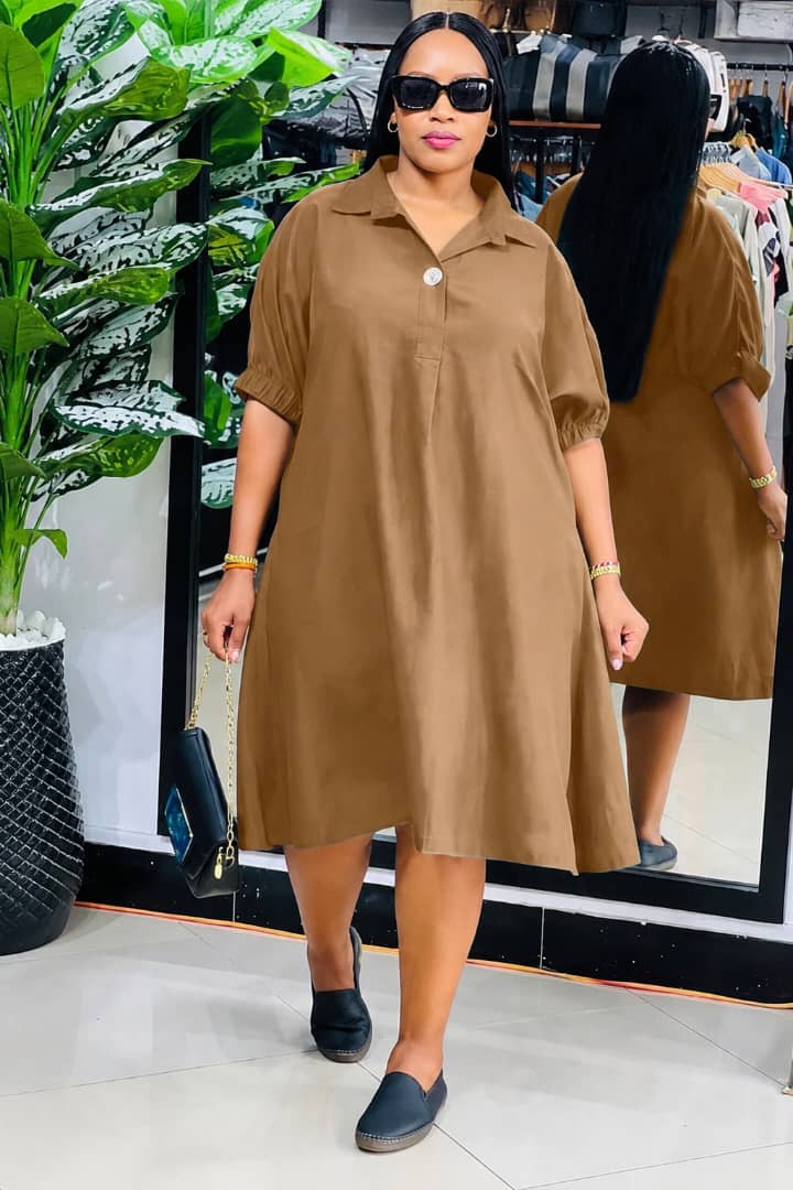 Camel Brown Shirt Dress for Women