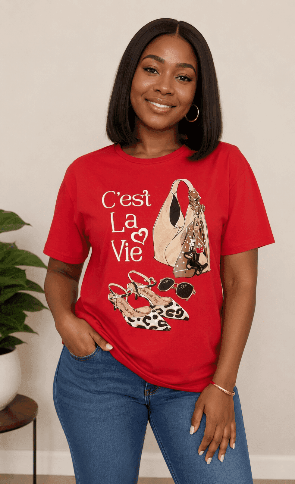 ❤️ Brand New Truworths “C’est La Vie” T-Shirt | Size 36 | Classic Red