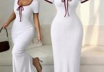 Burgundy Ribbed Bodycon Maxi Dress for Women
