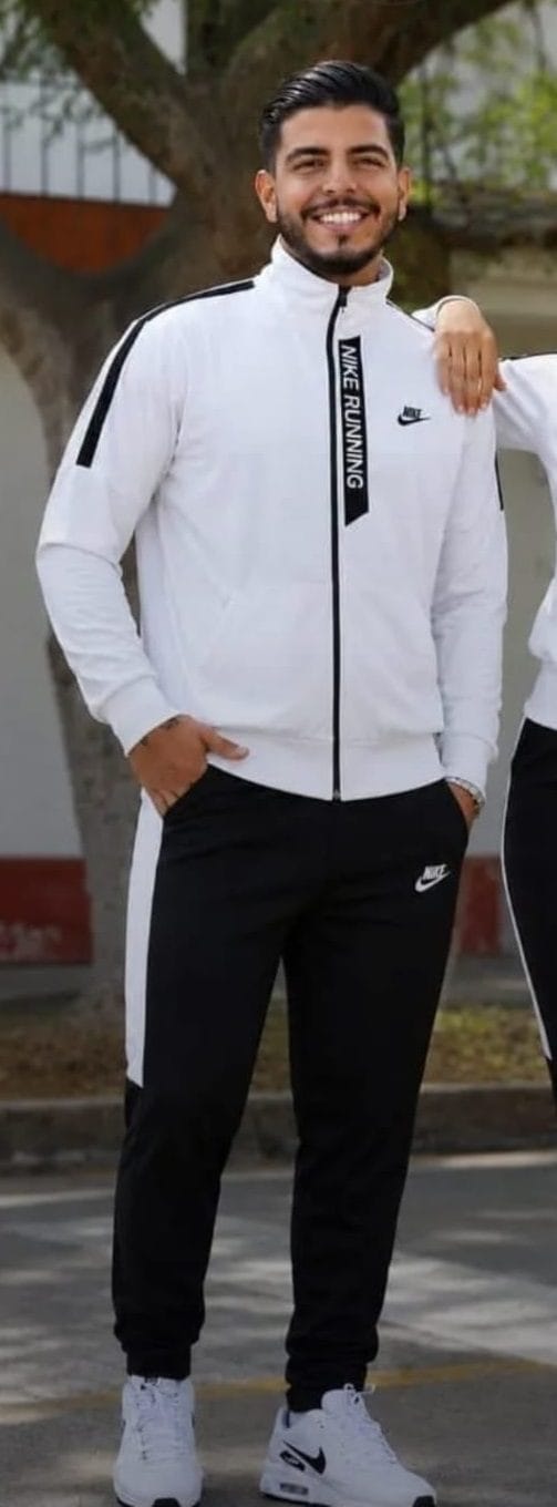 White and Black Nike Running Tracksuit for Men